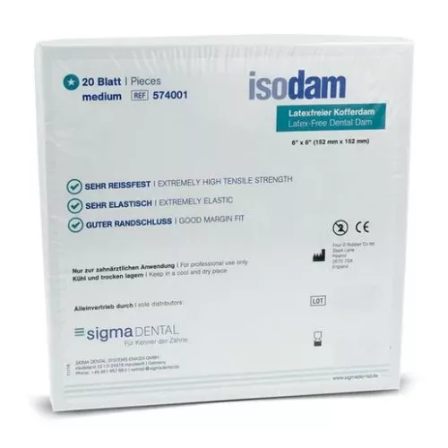 Kofferdamduk Isodam medium blå 20st