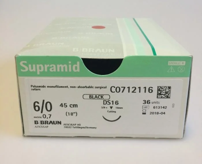 Sutur Supramid svart DS16 6/0 45cm 36st