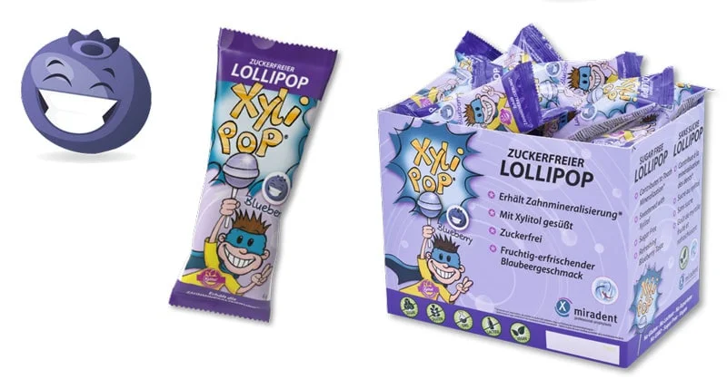 miradent XyliPOP klubba Blåbär 25x6g