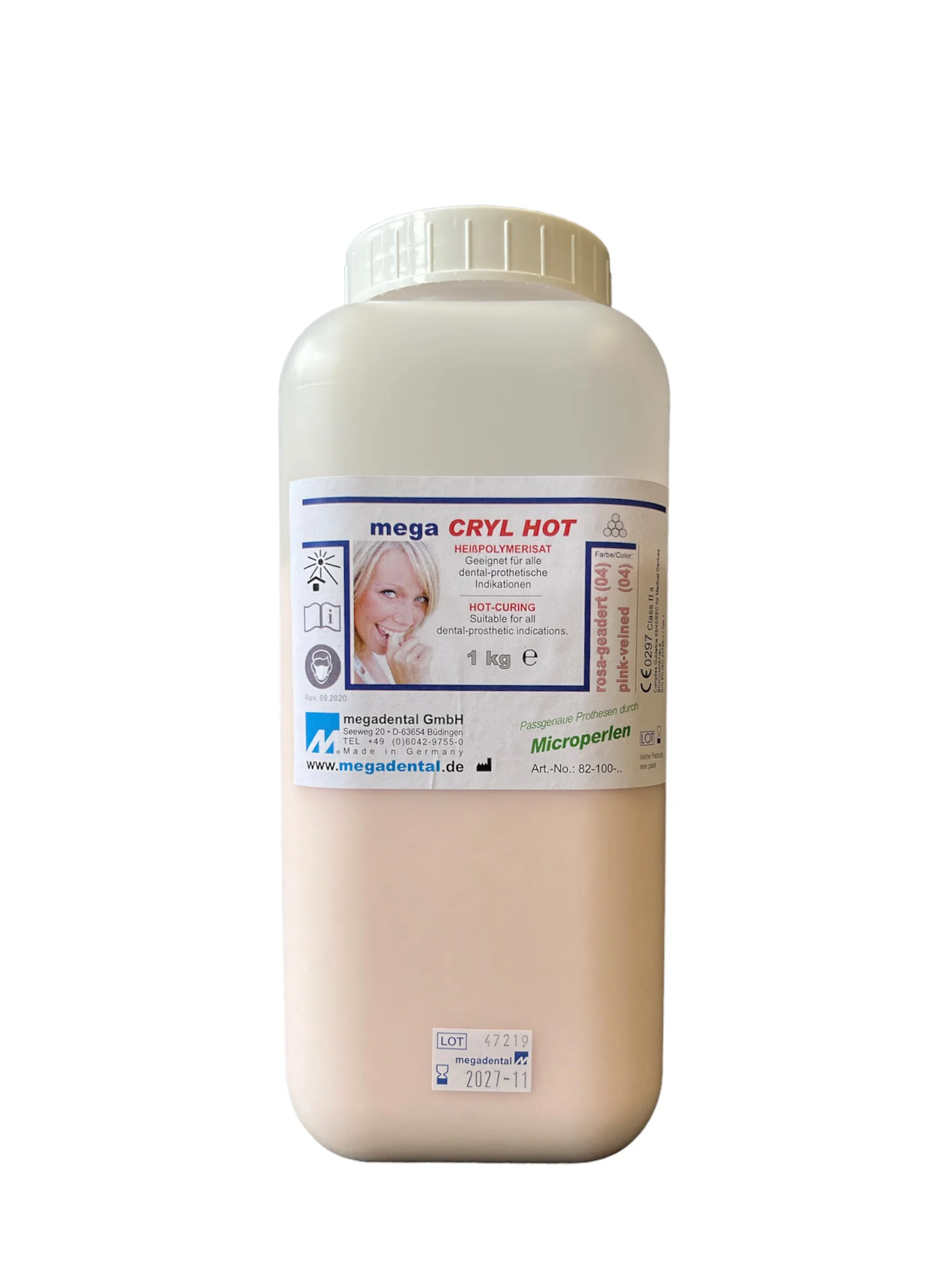 Mega CRYL HOT / pulver rosa/pink-veined, 1000g