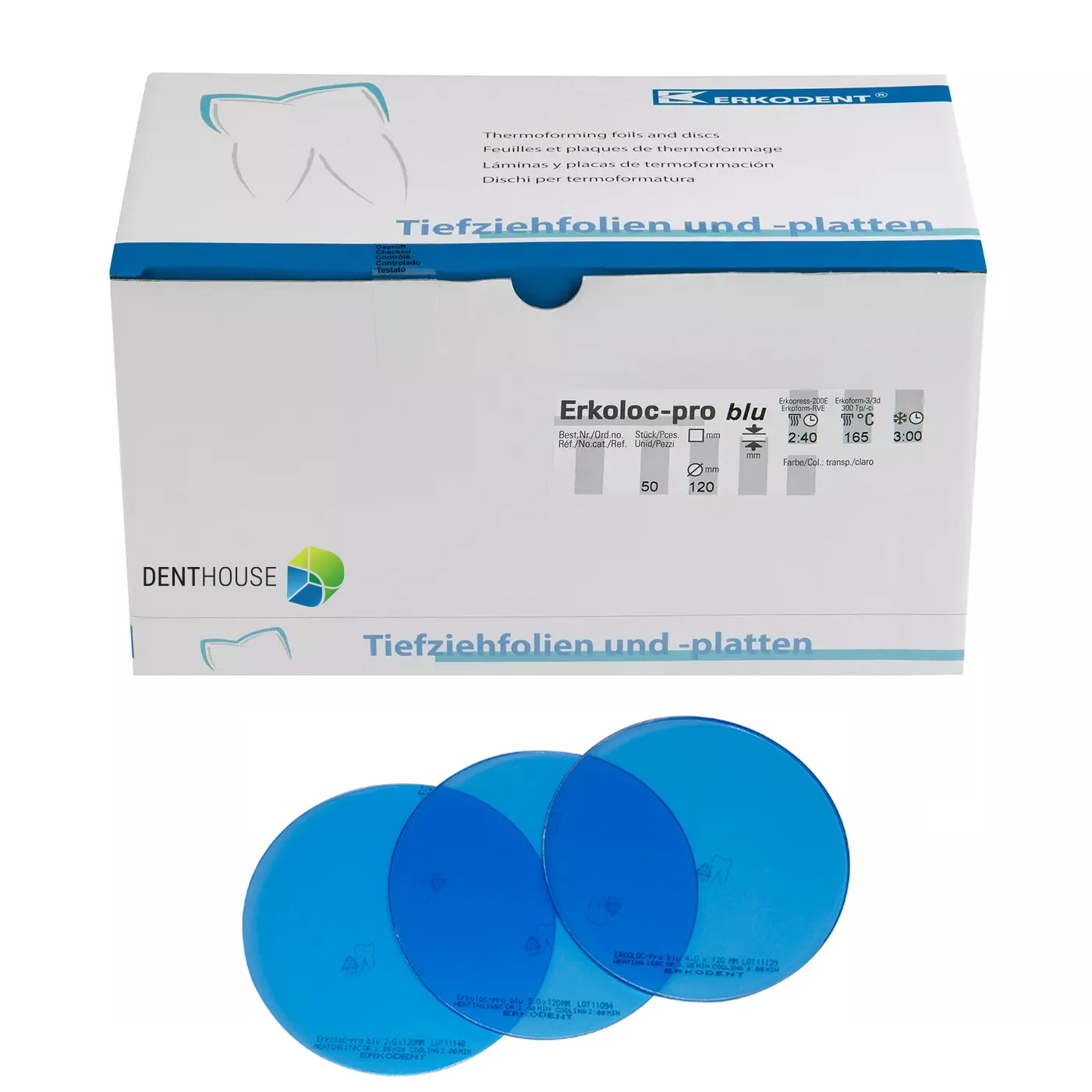 Erkoloc-pro blu, 3.00 mm, ò 120 mm 50 pieces