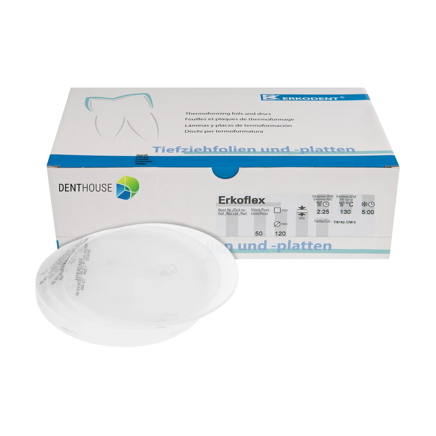 Erkoflex, 1.50 mm, ò 120 mm, transparent 50 pieces