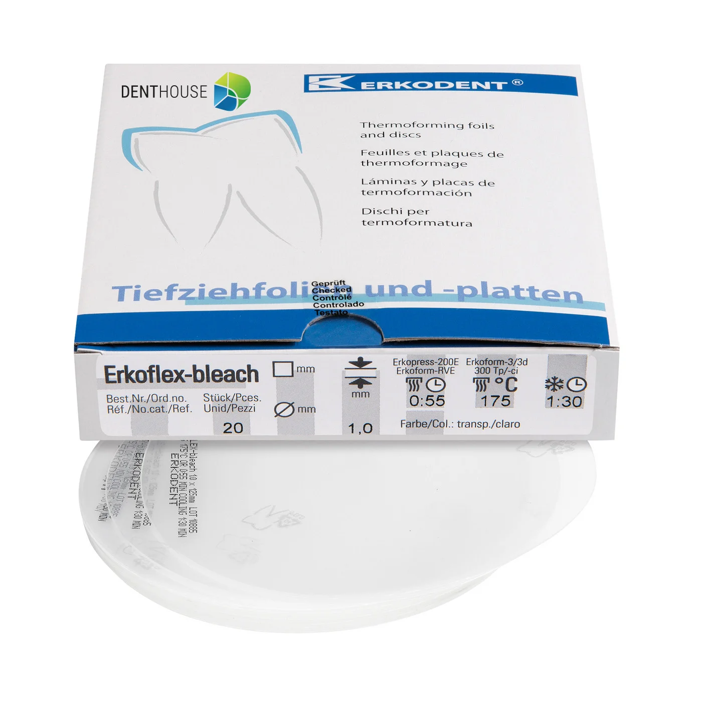 Erkoflex-bleach, 1.00 mm, ò 120 mm, transparent 20 pieces