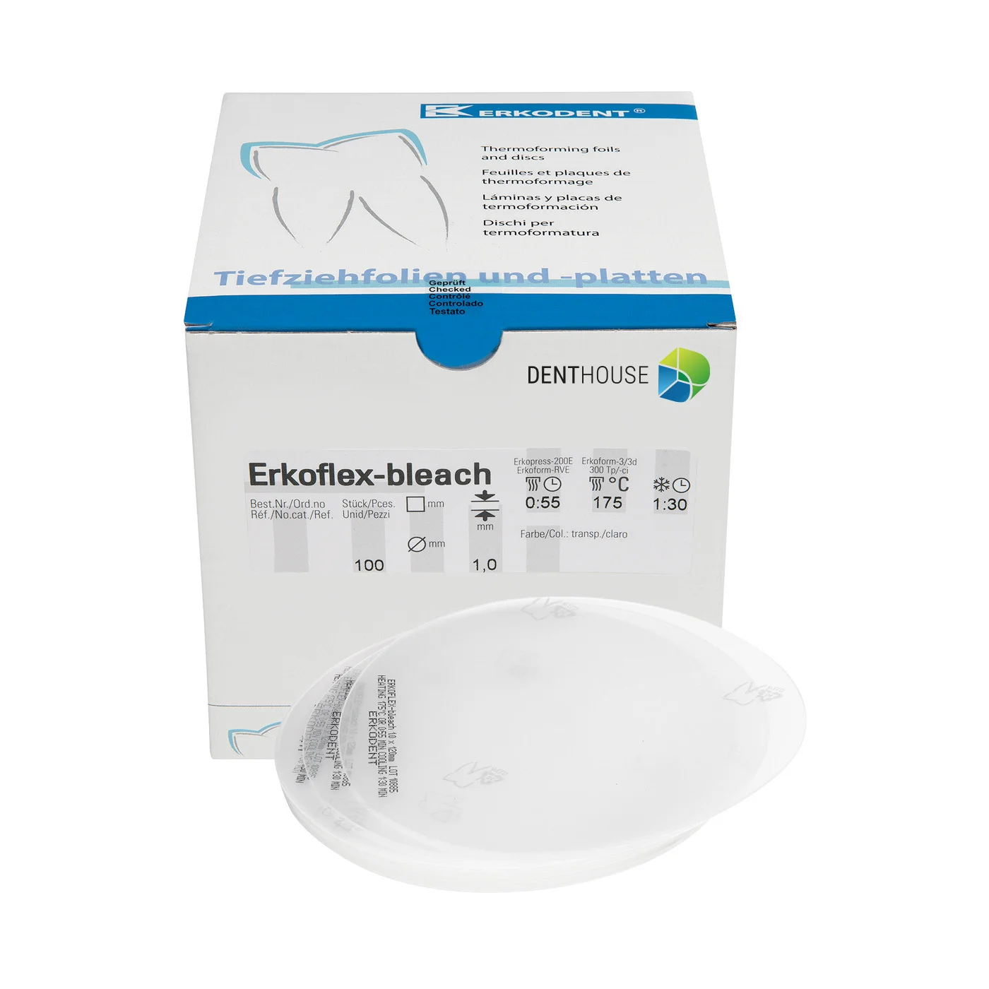 Erkoflex-bleach, 1.00 mm, ò 120 mm, transparent 100 pieces