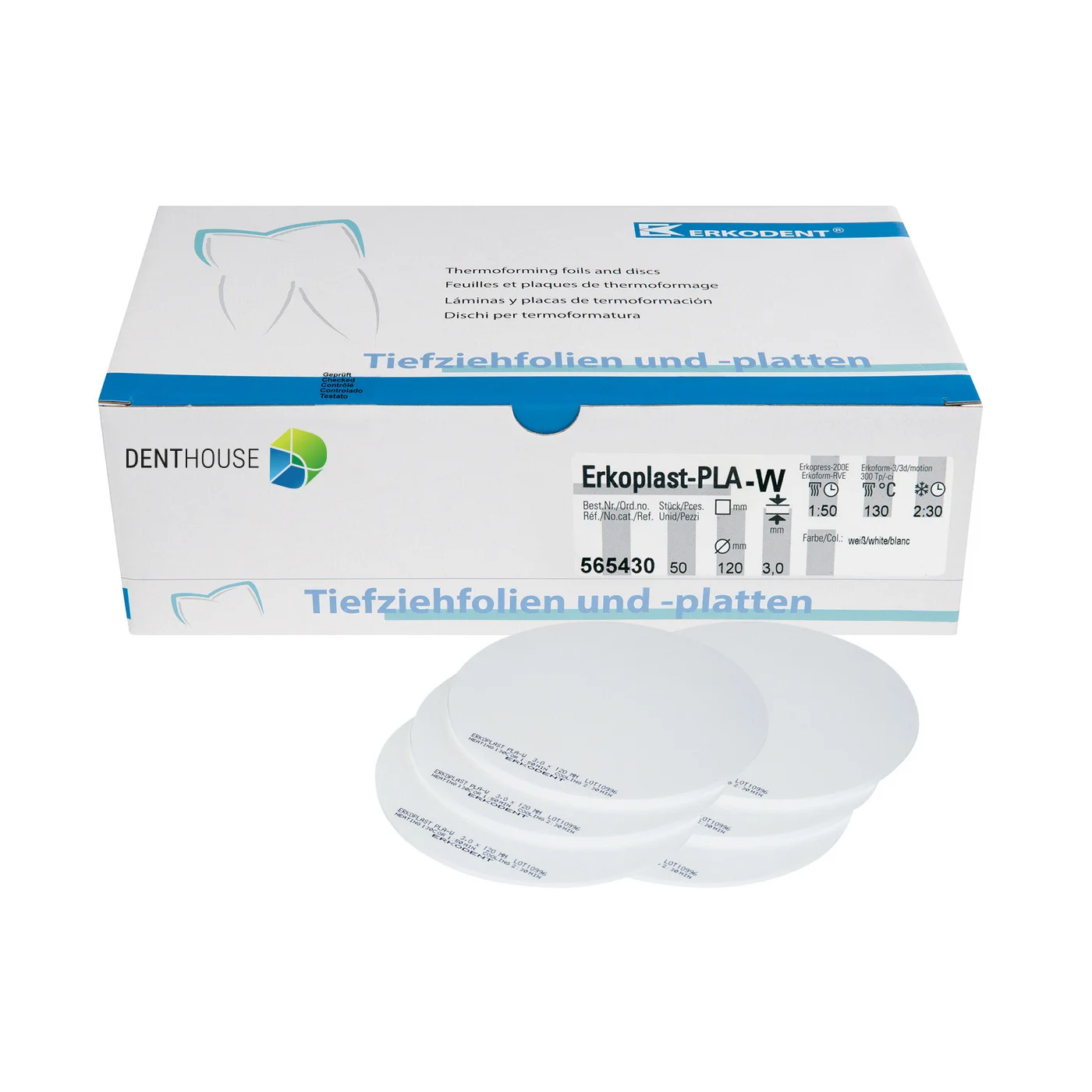 Erkoplast PLA-W, 3.00 mm, ò 120 mm, white 50 pieces