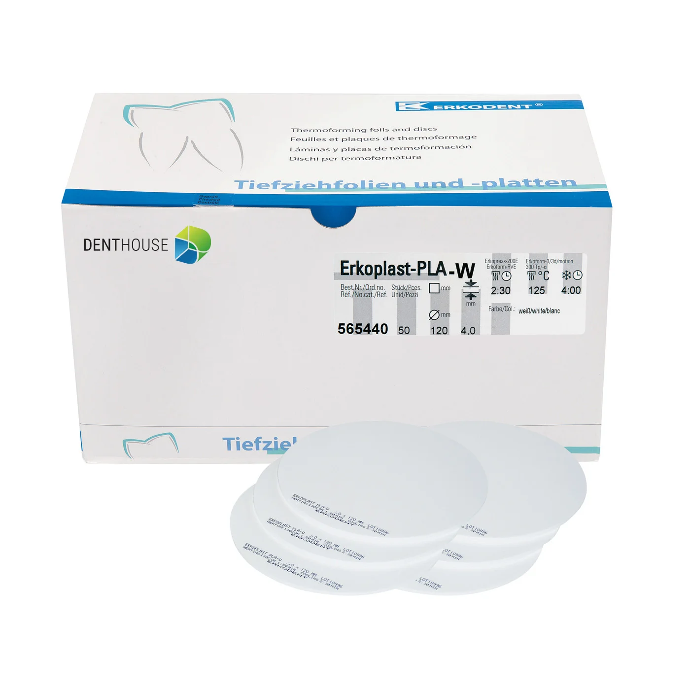 Erkoplast PLA-W, 4.00 mm, ò 120 mm, white 50 pieces