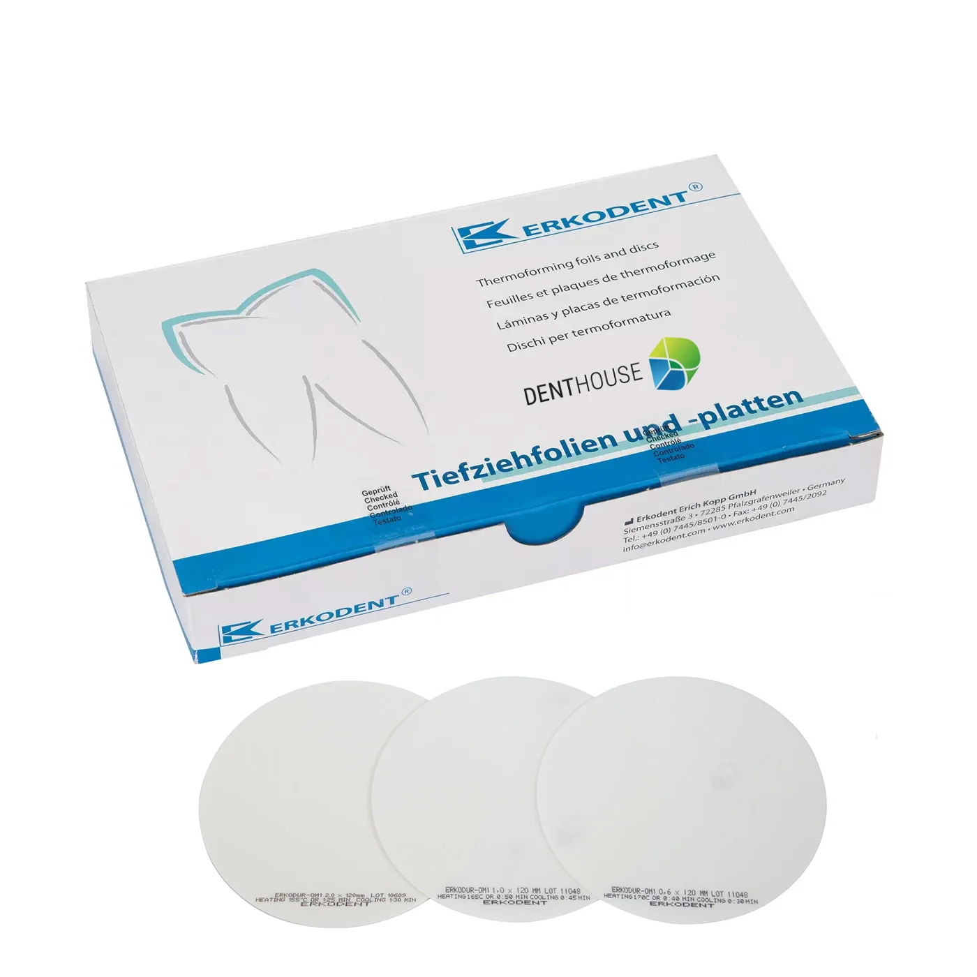 Erkodur-0M1, 0.60 mm, ò 120 mm, tooth colour 20 pieces