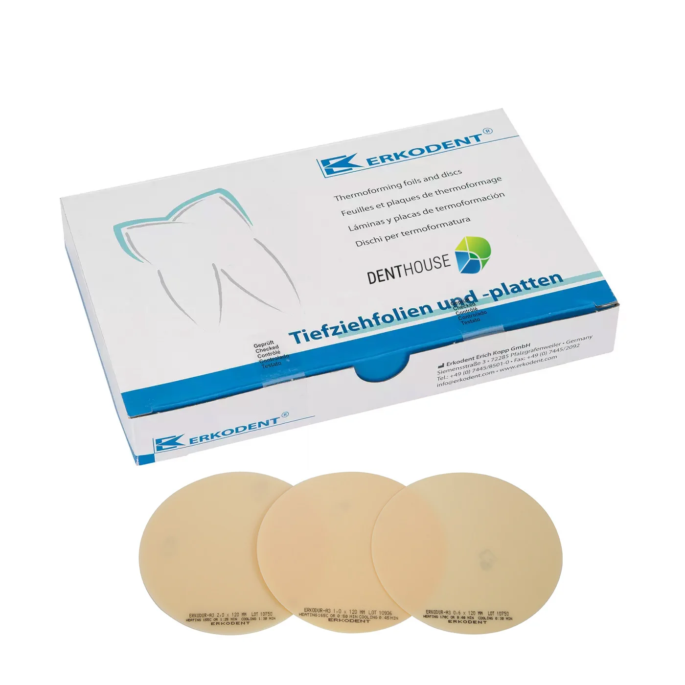 Erkodur-A3, 2.00 mm, ò 120 mm, tooth colour 10 pieces