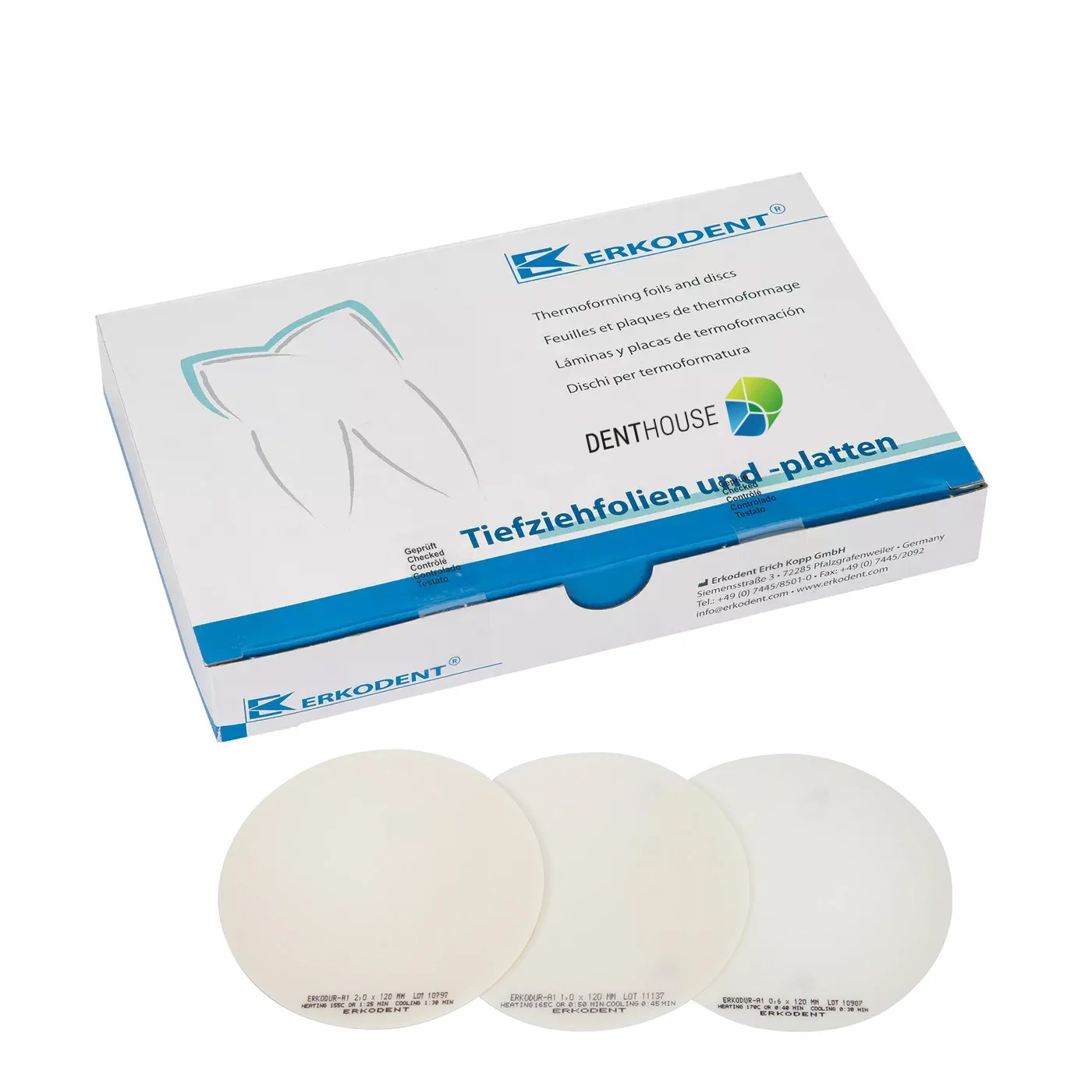 Erkodur-A1, 2.00 mm, ò 120 mm, tooth colour 10 pieces