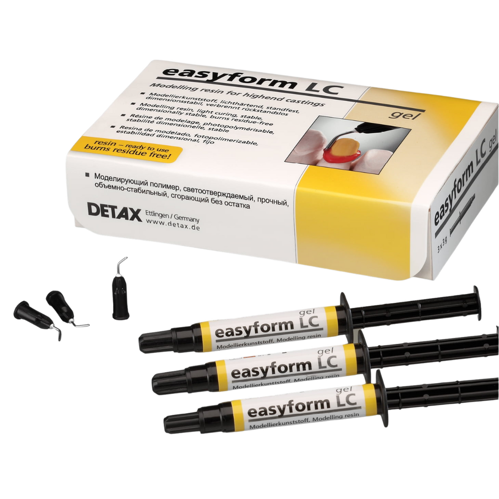Detax Easyform LC Gel Standard packing gel  syringes 3 x 3 g application needles