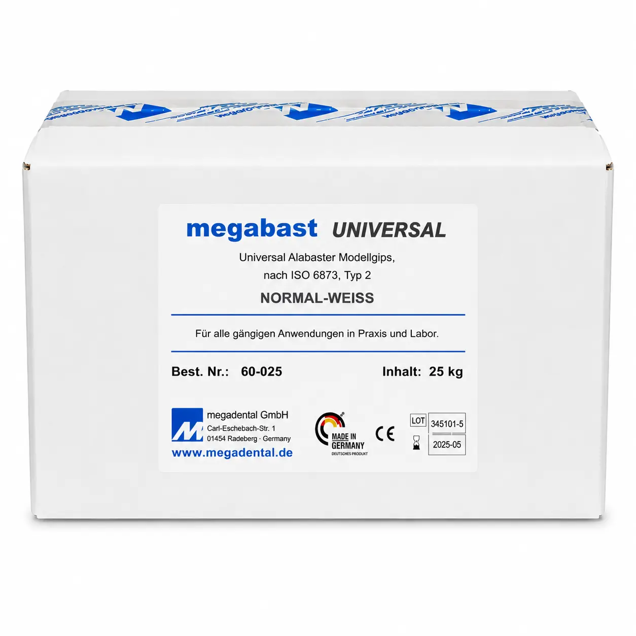 Megabast universal snabb klass 2, vit 25kg kartong