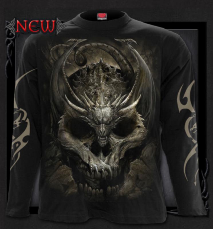 T-shirt Långärmad, Spiral, Draco Skull