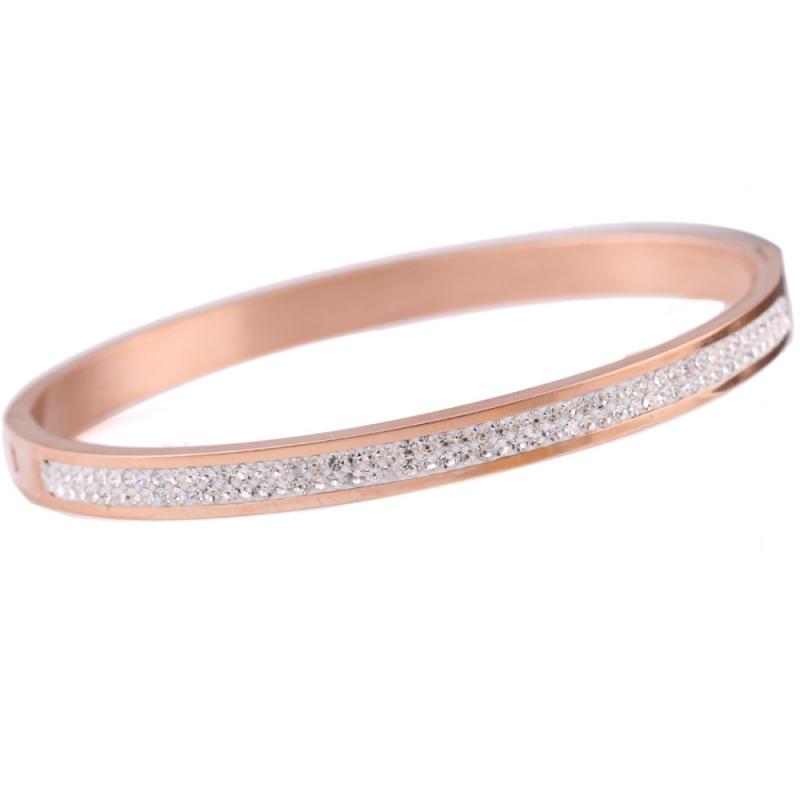 Stainless Armband med strass, Rosé
