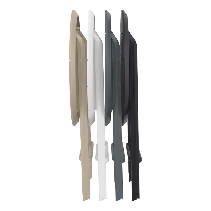 Helen fällbord 60 diameter cm från Siesta och som är staplade.