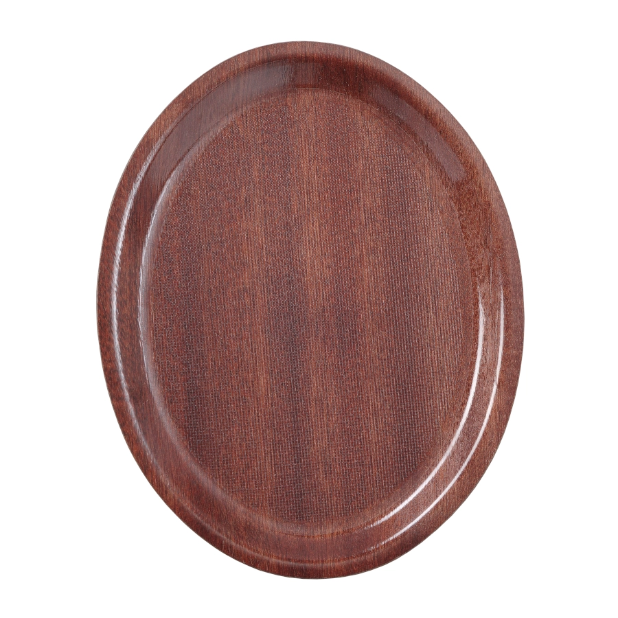 Oval laminerad serveringsbricka med kant i mahogny från AmerBox.
