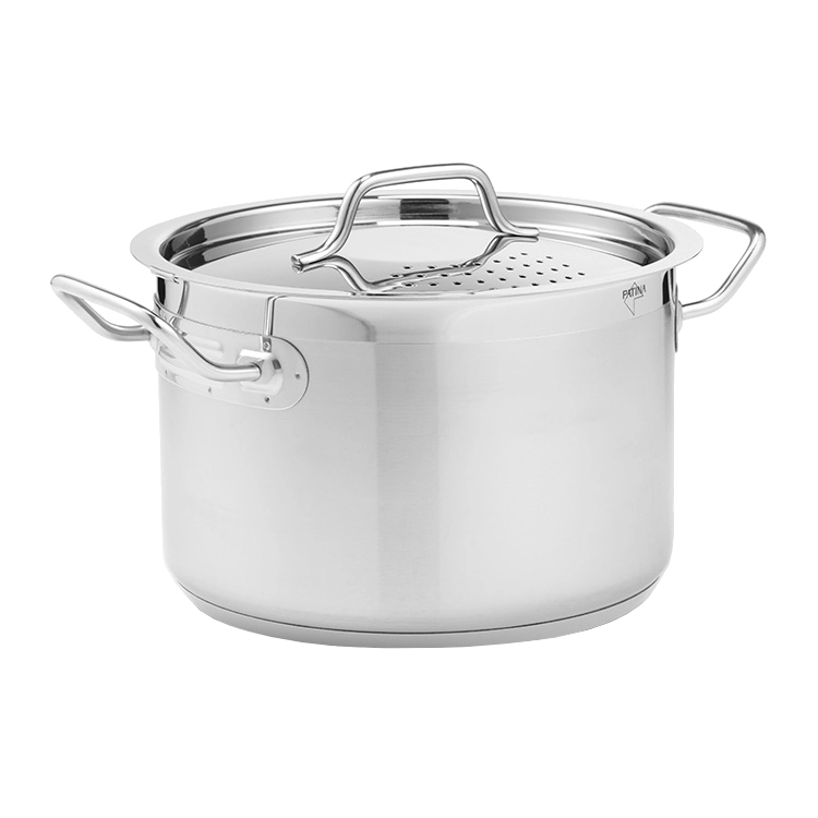 Pastakittel med låsbart perforerat lock som är 22 diameter och rymmer 5 liter från Patina.