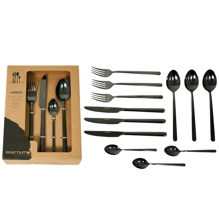 Nardo bestickset med 16 delar i svart från Eternum.