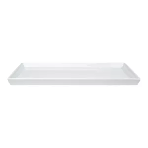 Rektangulärt fat av fältspatporslin från Exxent som är 20,5x15 cm.