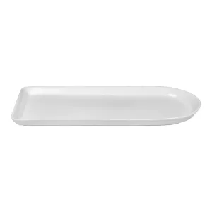 Fat 32x15 cm av fältspatporslin från Exxent som är rektangulär och en sida är rundad.