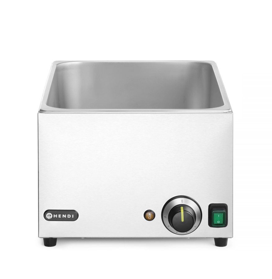 Kitchen Line Bain-Marie vattenbad från Hendi med GN 1/1 storlek som levereras med 3 st GN 1/3 kantiner och lock.