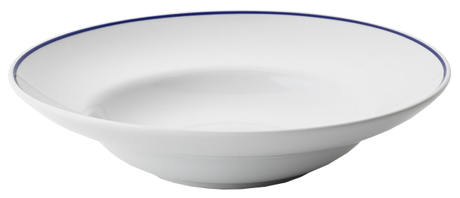 Basic Blue Line, djup pastatallrik, 26 diameter cm, blå kantlinje - 6 st/fp