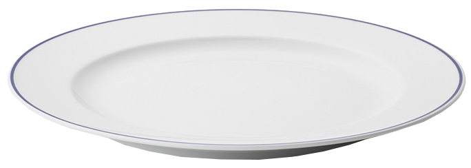 Basic Blue Line, flat tallrik, blå kantlinje - 6 st/fp