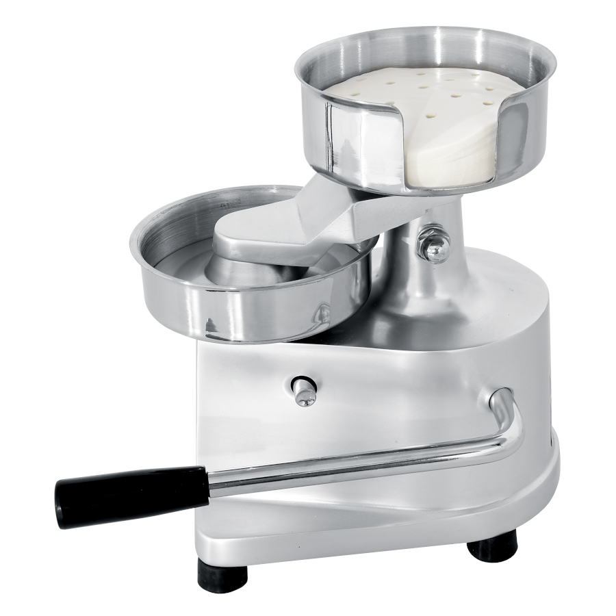 Hamburgerpress som är manuell från Hendi och som gör 13 diameter cm stora hamburgare.