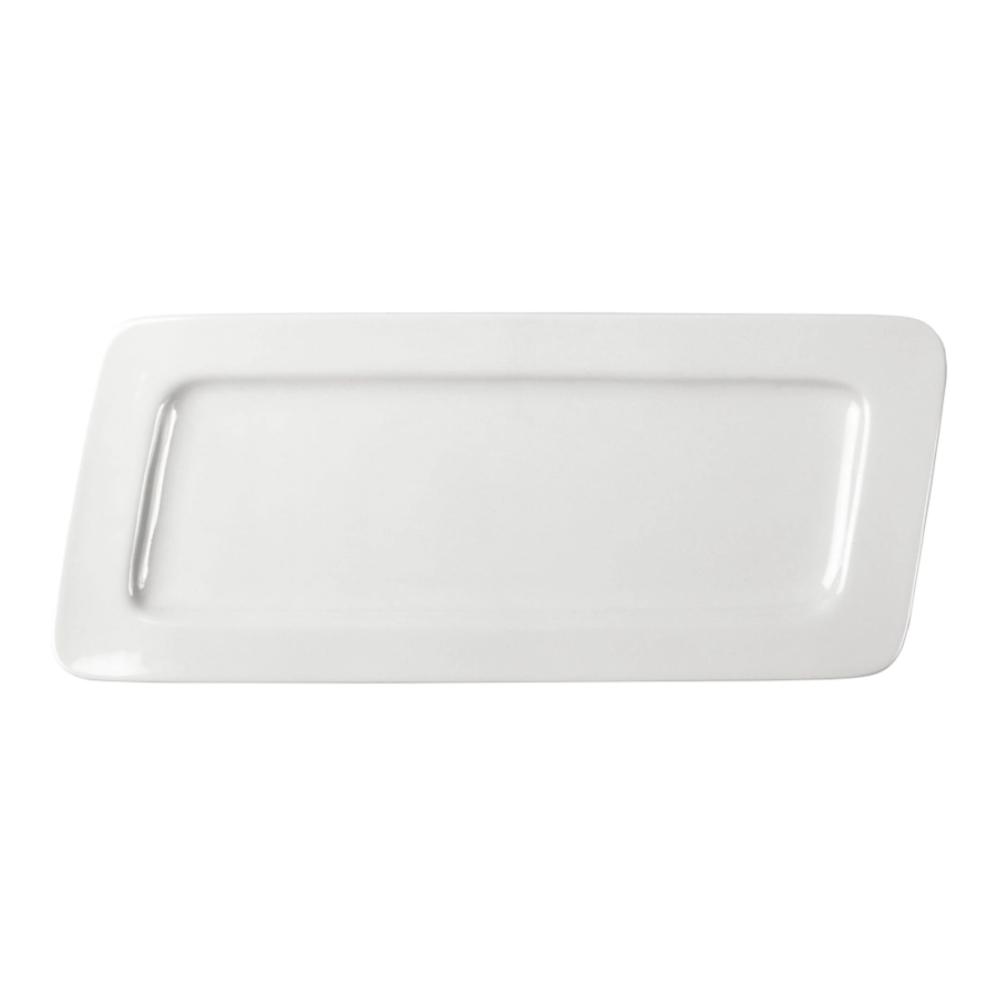 Rektangulärt fat av benporslin från Exxent som är 31x13 cm.