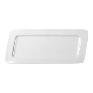 Rektangulärt fat av benporslin från Exxent som är 31x13 cm.