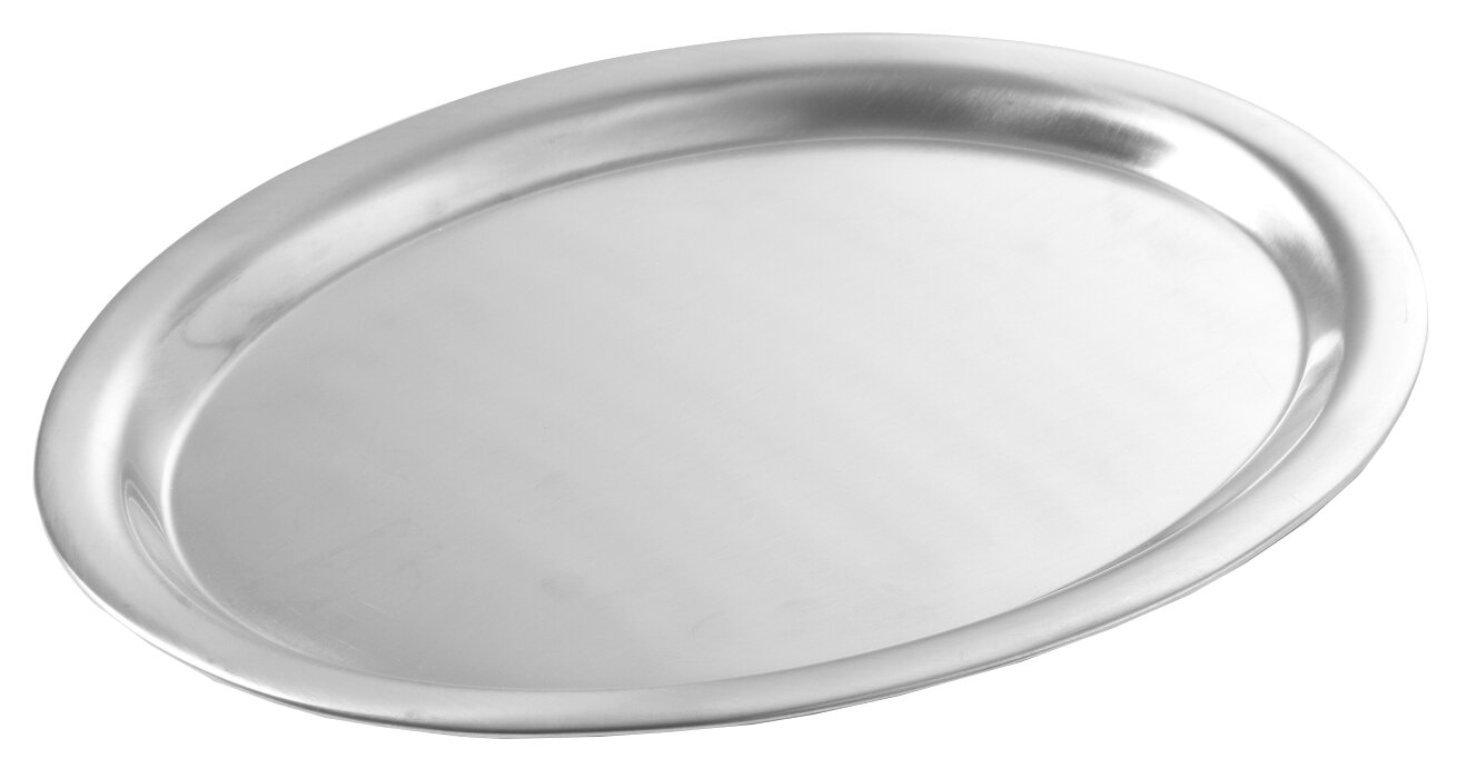 Serveringsbricka, rostfritt, oval, 26,5x19,5 cm, satin