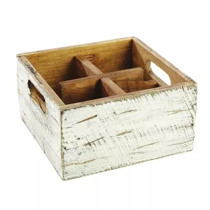 Bordsapotek och kryddställ från Paderno med 4 fack som har vit patinerad färg.