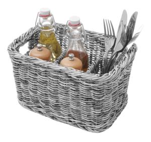 Bestickkorg, polypropylen, 4 fack, 26x18x15 cm, ljusgrå