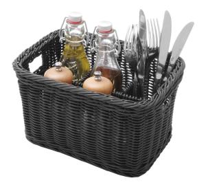 Bestickkorg, polypropylen, 4 fack, 26x18x15 cm, svart