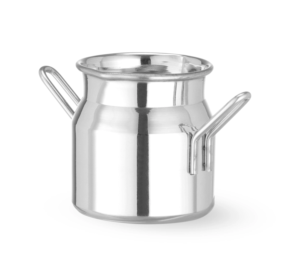 Mini mjölkkärl 4,5 diameter cm i rostfritt med handtag från Hendi.