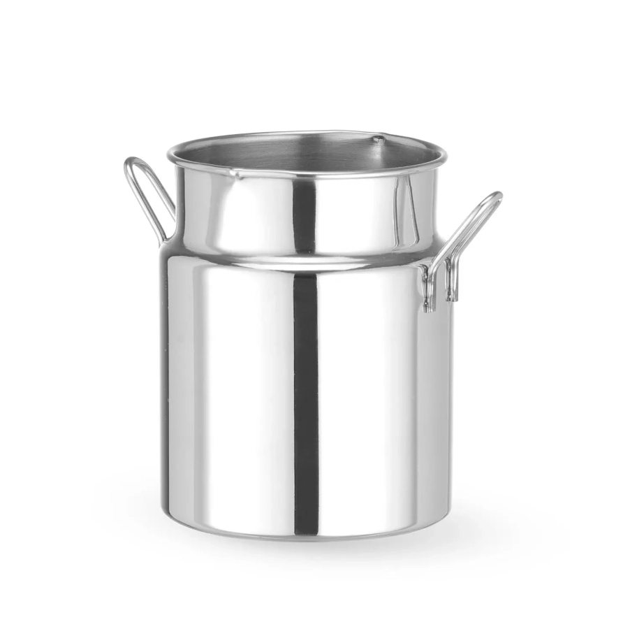 Mini mjölkkärl 7 diameter cm i rostfritt med handtag från Hendi.