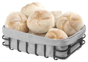 Brödkorg, 25x18 cm, matt svart, grå påse