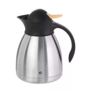 Vaccum termoskanna från Hendi som rymmer 1 liter och har gul knapp.