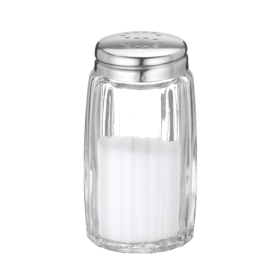 Saltströare i rostfritt/glas från Hendi.