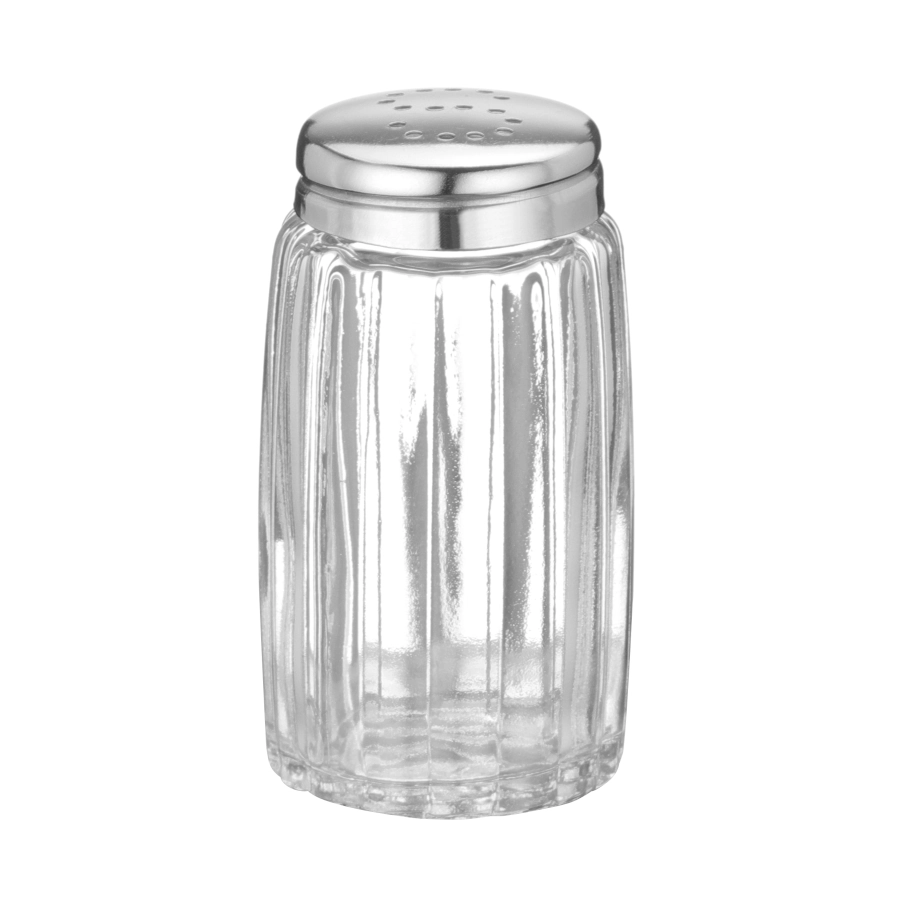 Saltströare i glas och rostfritt från Hendi som ingår i ett set.
