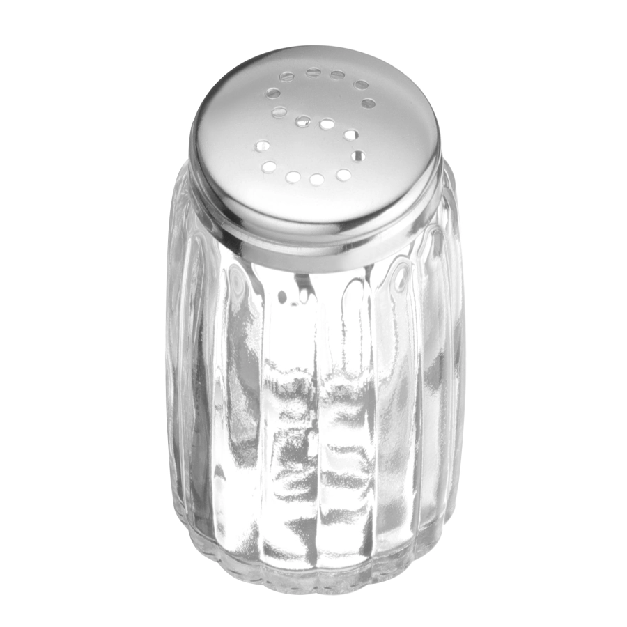Saltströare i glas och rostfritt från Hendi som ingår i ett set.