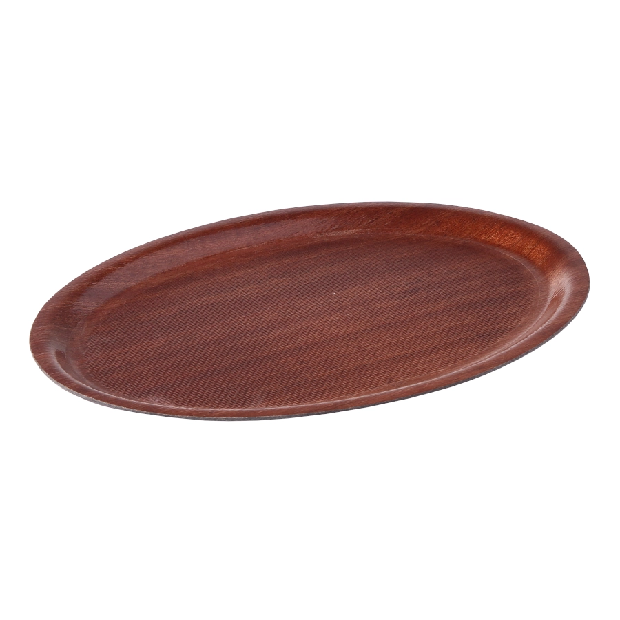 Oval laminerad serveringsbricka med kant i mahogny från AmerBox.