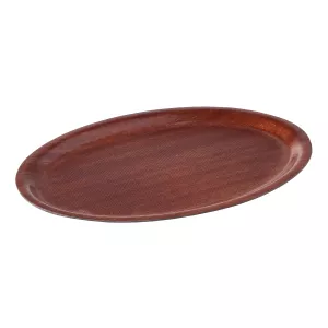 Oval laminerad serveringsbricka med kant i mahogny från AmerBox.