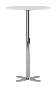 Studio ståbord med polerat bordsstativ och vit bordsskiva.