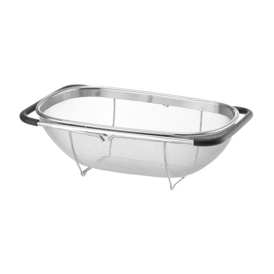 Utdragbart durkslag från Hendi som 36x24 cm cm med gummiklädda handtag.