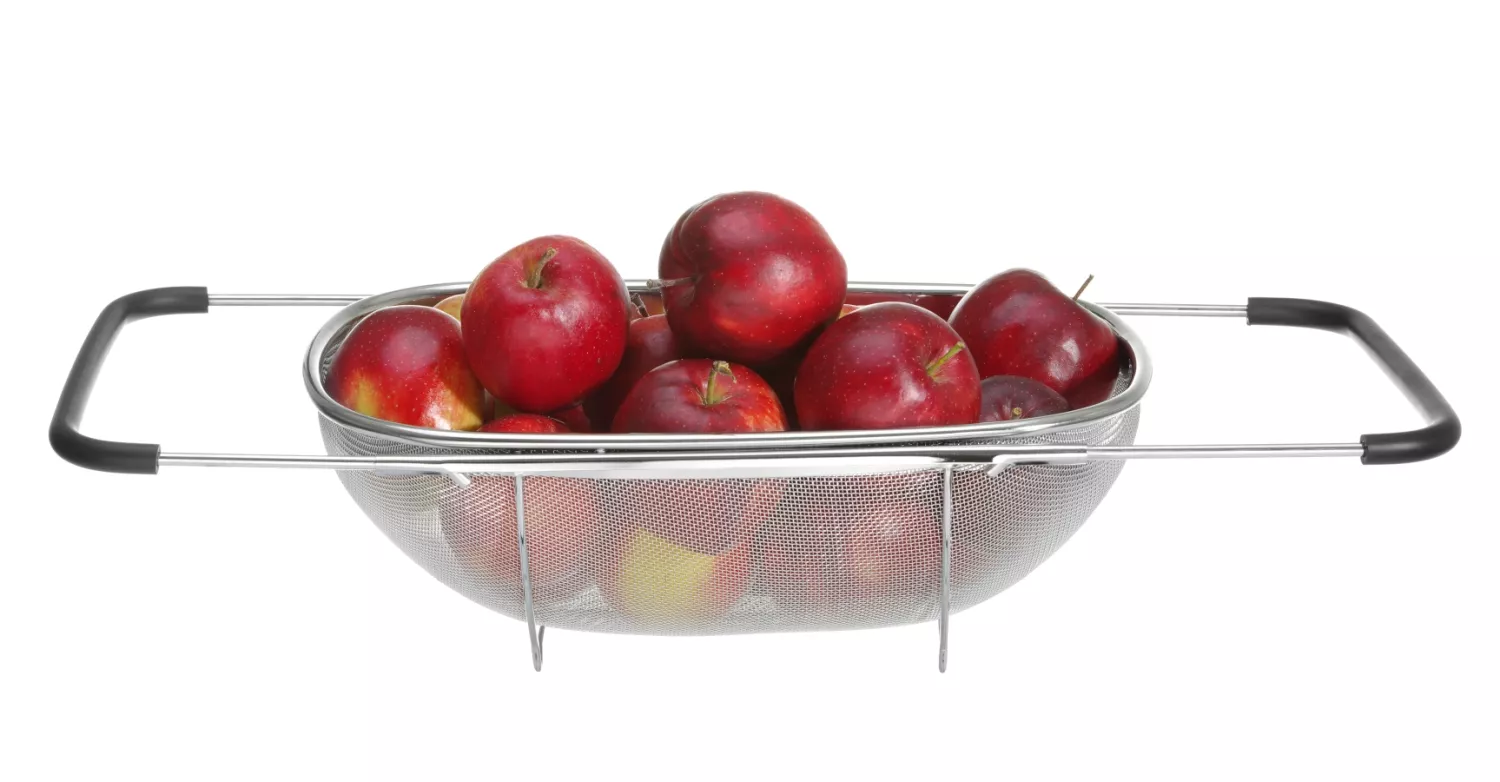 Utdragbart durkslag från Hendi som 36x24 cm cm med gummiklädda handtag.