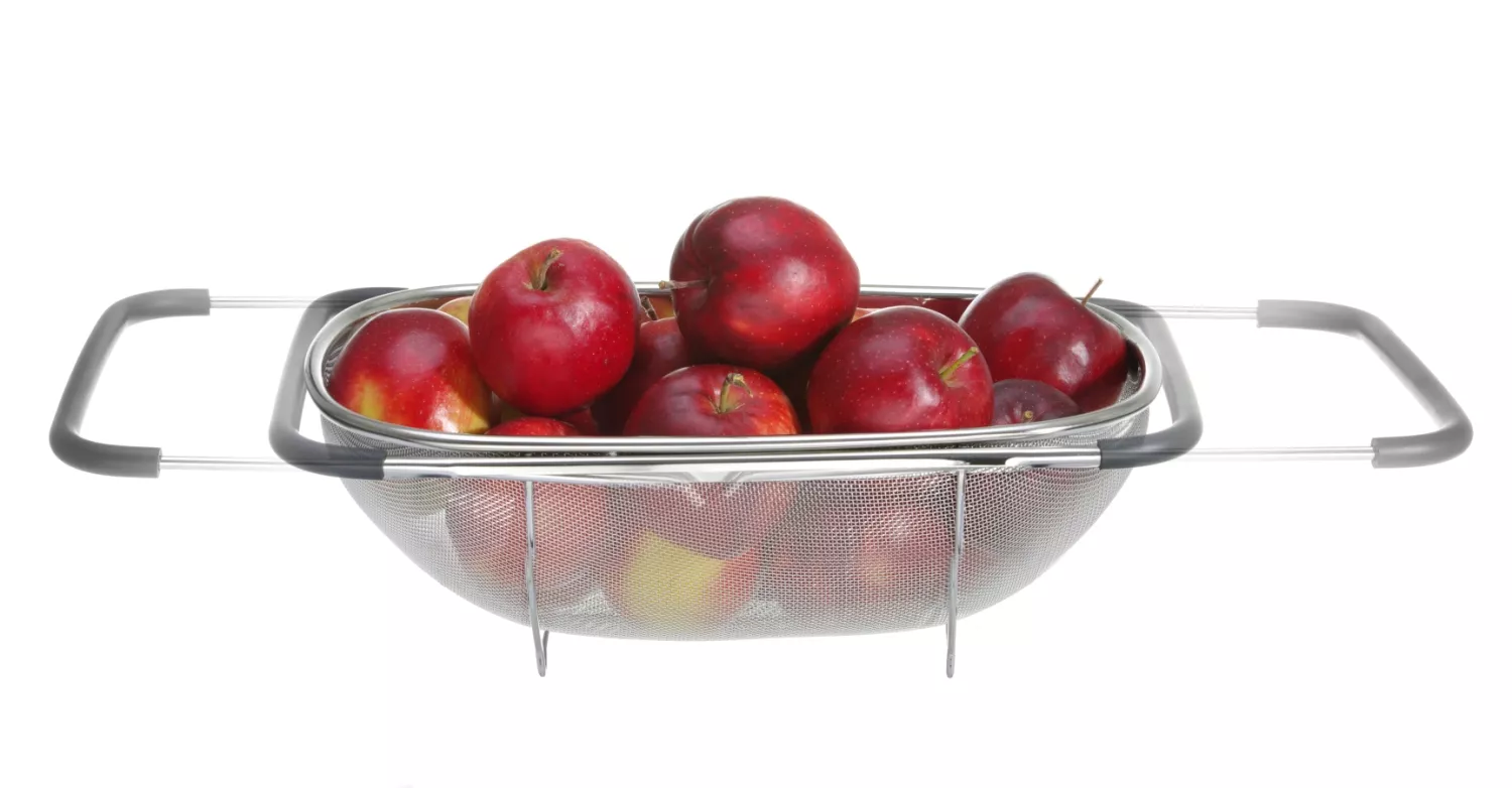 Utdragbart durkslag från Hendi som 36x24 cm cm med gummiklädda handtag.