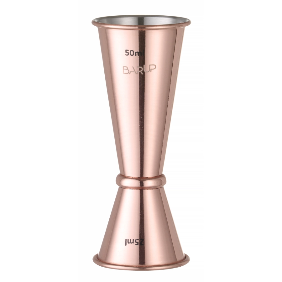 Mätmått jigger från BarUp av rostfritt i koppar som rymmer 25/50 ml.