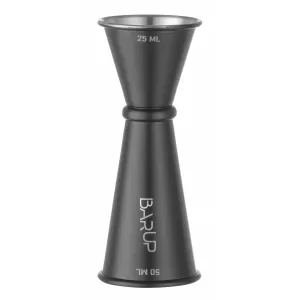 Mätmått jigger från BarUp av rostfritt i svart som rymmer 25/50 ml.