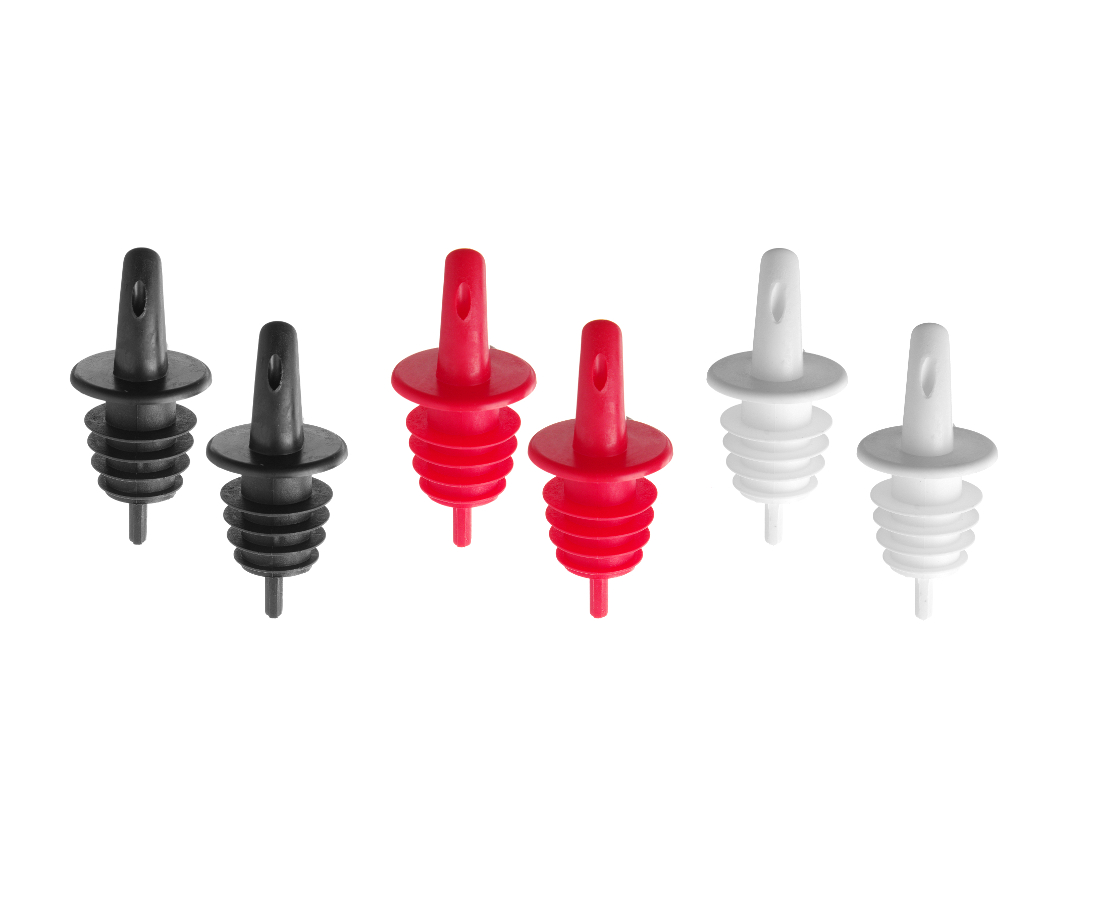 Droppkork, plast, svart/vit/röd - 6 st/fp