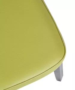 Repton stol från Global i svart bets med lime grönt konstläder och närbild på sits.